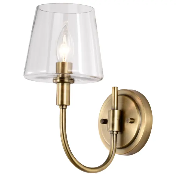 Brookside 1-Light Wall Sconce in Vintage Brass with Clear Glass - Image 2