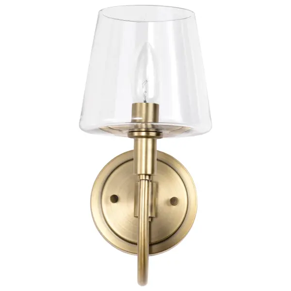 Brookside 1-Light Wall Sconce in Vintage Brass with Clear Glass - Image 3