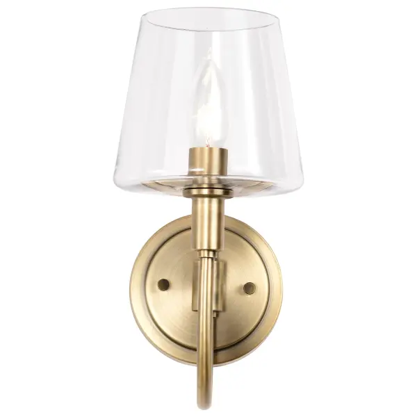 Brookside 1-Light Wall Sconce in Vintage Brass with Clear Glass - Image 4