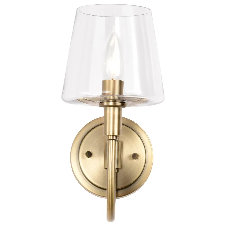 Brookside 1-Light Wall Sconce in Vintage Brass with Clear Glass - Image 4