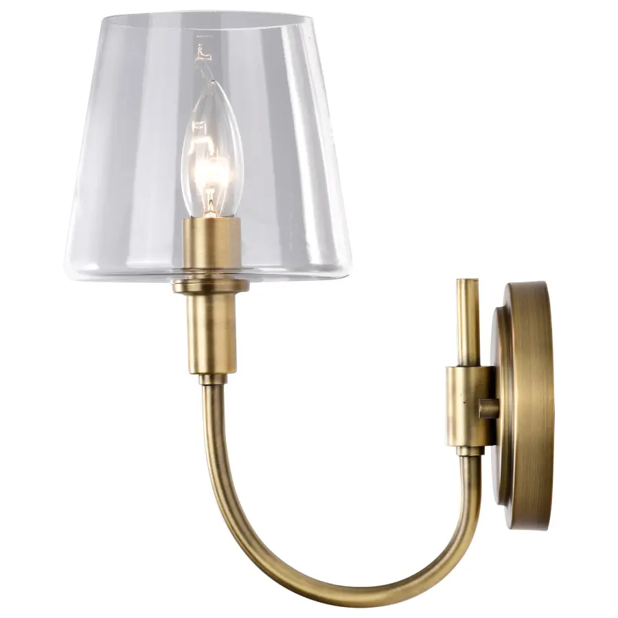 Brookside 1-Light Wall Sconce in Vintage Brass with Clear Glass - Image 6