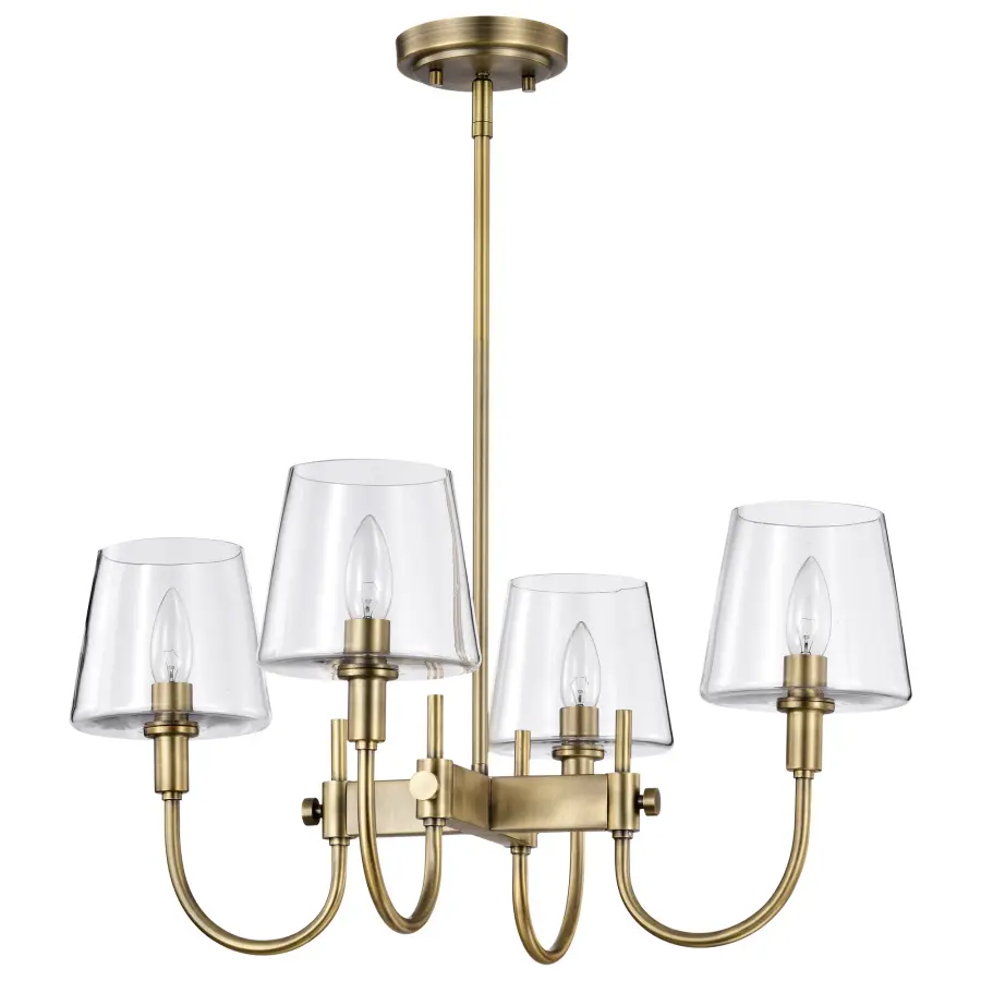 Brookside 4-Light Chandelier in Vintage Brass with Clear Glass - Image 1
