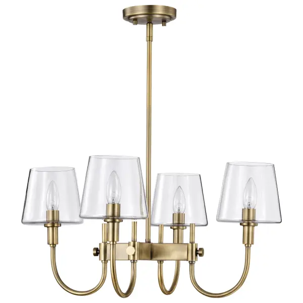 Brookside 4-Light Chandelier in Vintage Brass with Clear Glass - Image 2