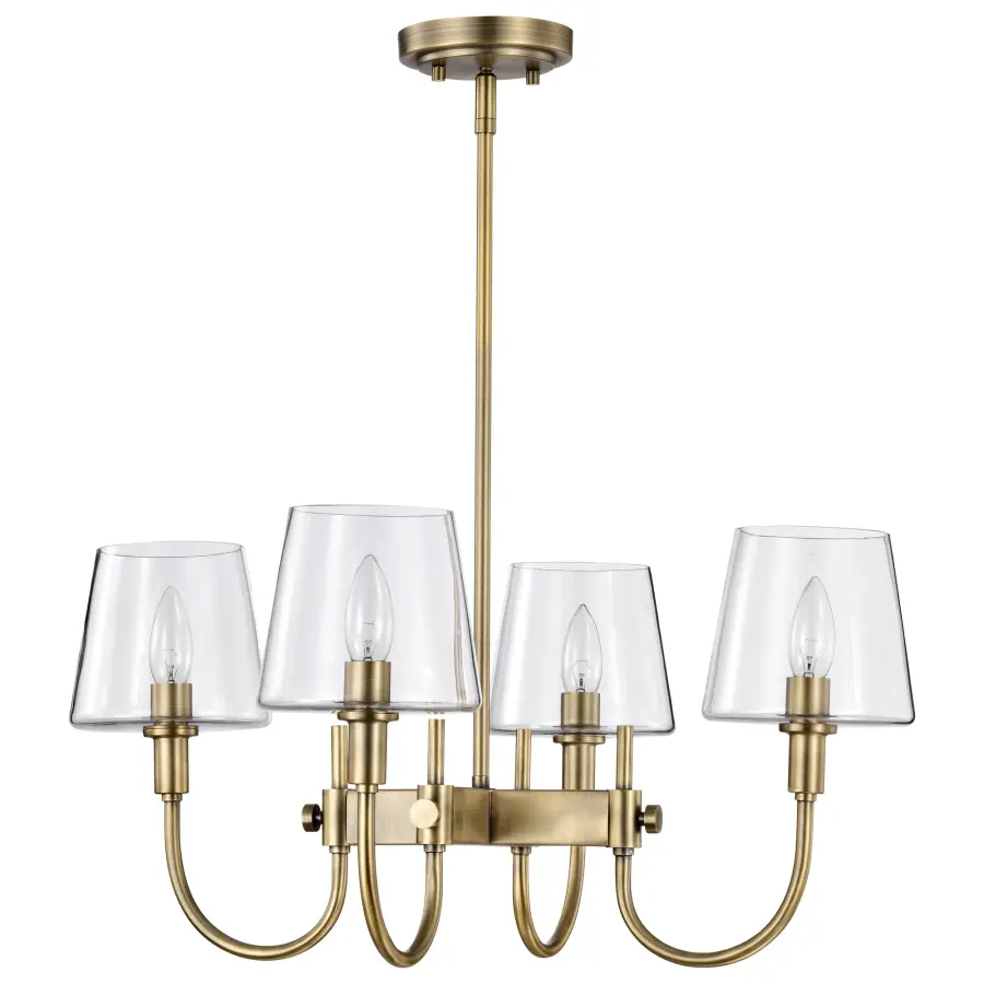 Brookside 4-Light Chandelier in Vintage Brass with Clear Glass - Image 2