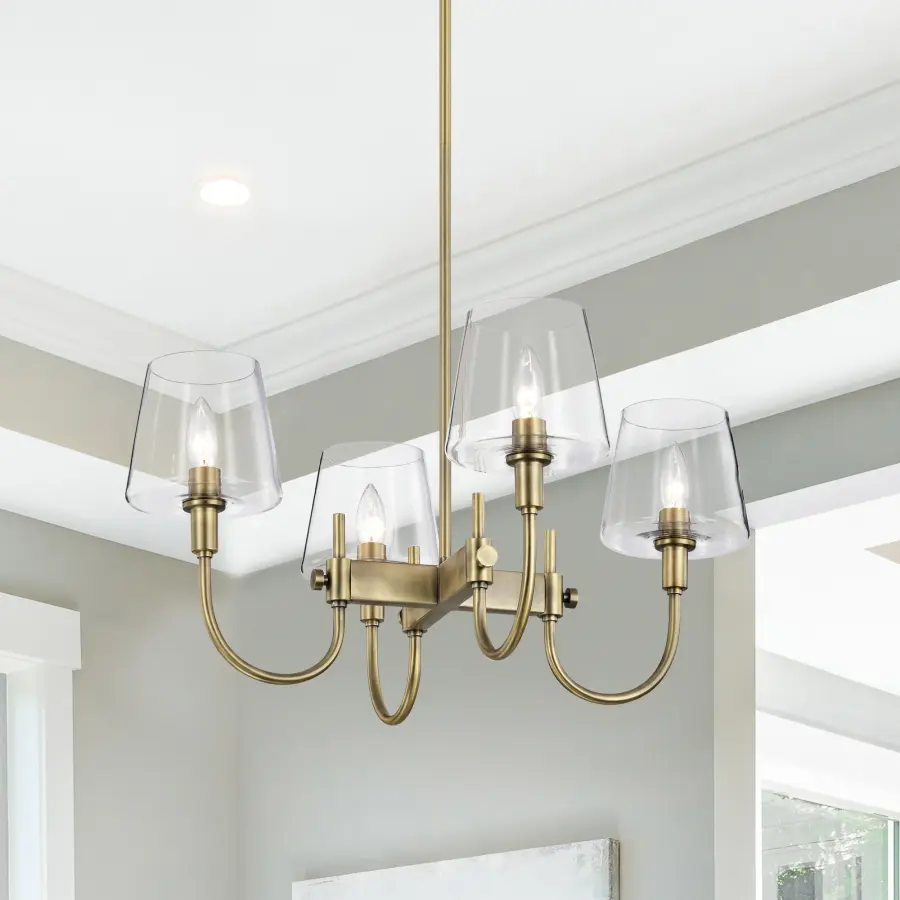 Brookside 4-Light Chandelier in Vintage Brass with Clear Glass - Image 15