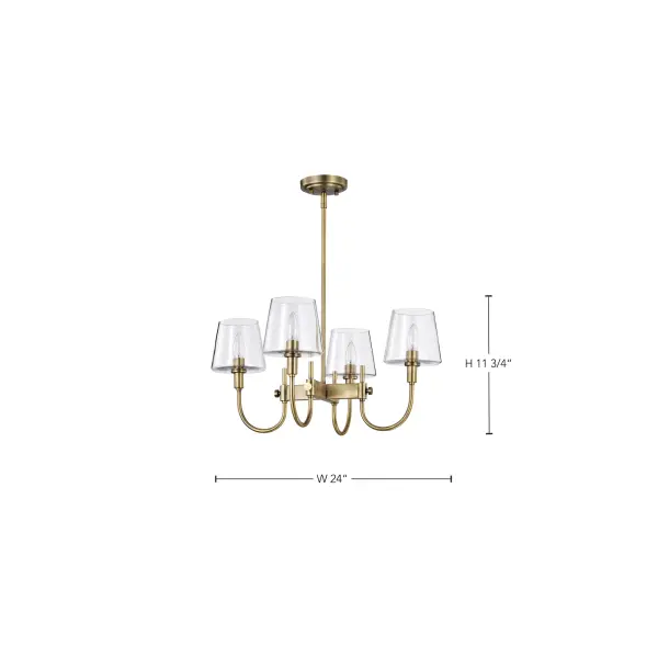 Brookside 4-Light Chandelier in Vintage Brass with Clear Glass - Image 16