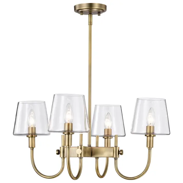 Brookside 4-Light Chandelier in Vintage Brass with Clear Glass - Image 3