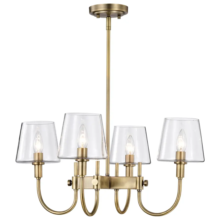 Brookside 4-Light Chandelier in Vintage Brass with Clear Glass - Image 3