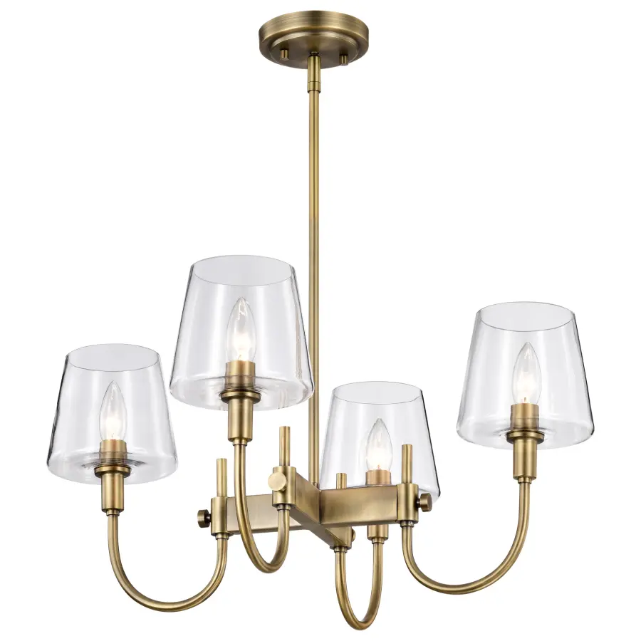 Brookside 4-Light Chandelier in Vintage Brass with Clear Glass - Image 5