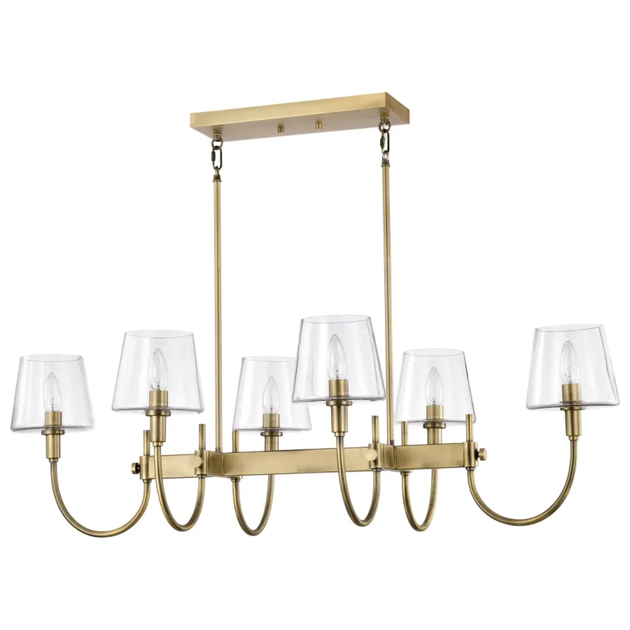 Brookside 6-Light Island Pendant in Vintage Brass - Image 1