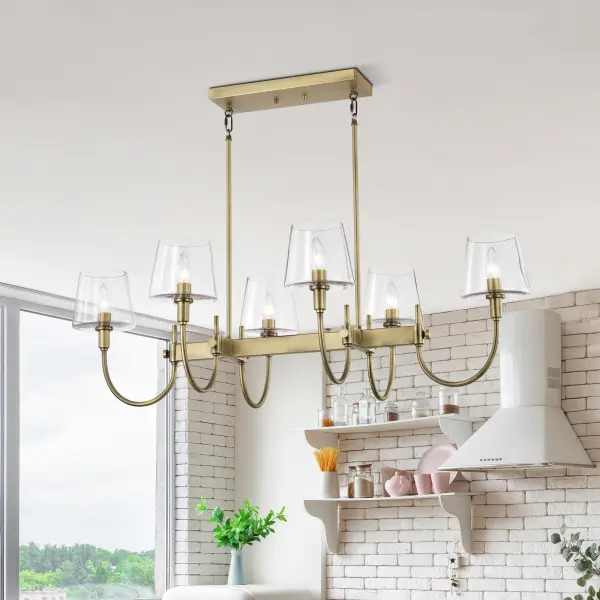 Brookside 6-Light Island Pendant in Vintage Brass - Image 16
