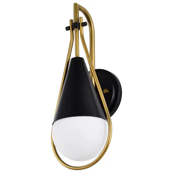 Admiral 1-Light Wall Sconce in Matte Black and Natural Brass - Image 1