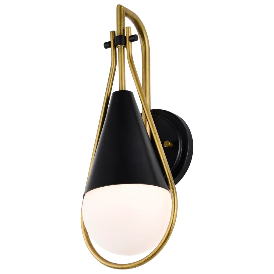 Admiral 1-Light Wall Sconce in Matte Black and Natural Brass - Image 2