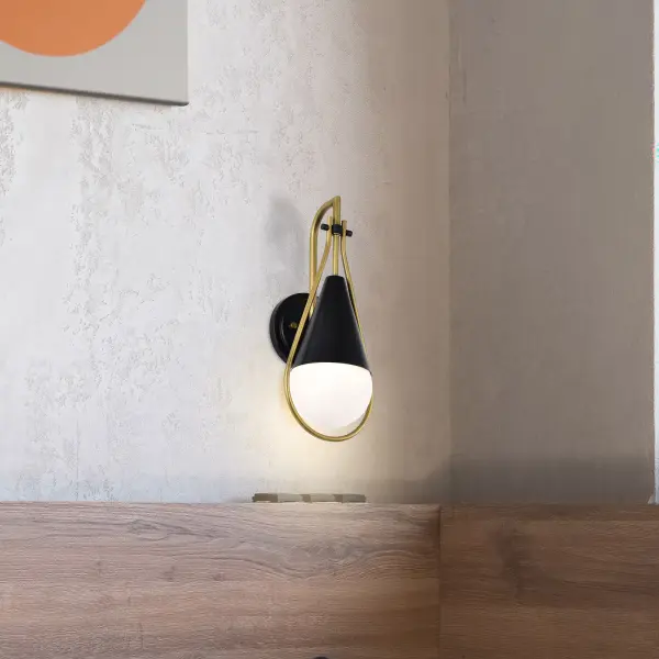 Admiral 1-Light Wall Sconce in Matte Black and Natural Brass - Image 18