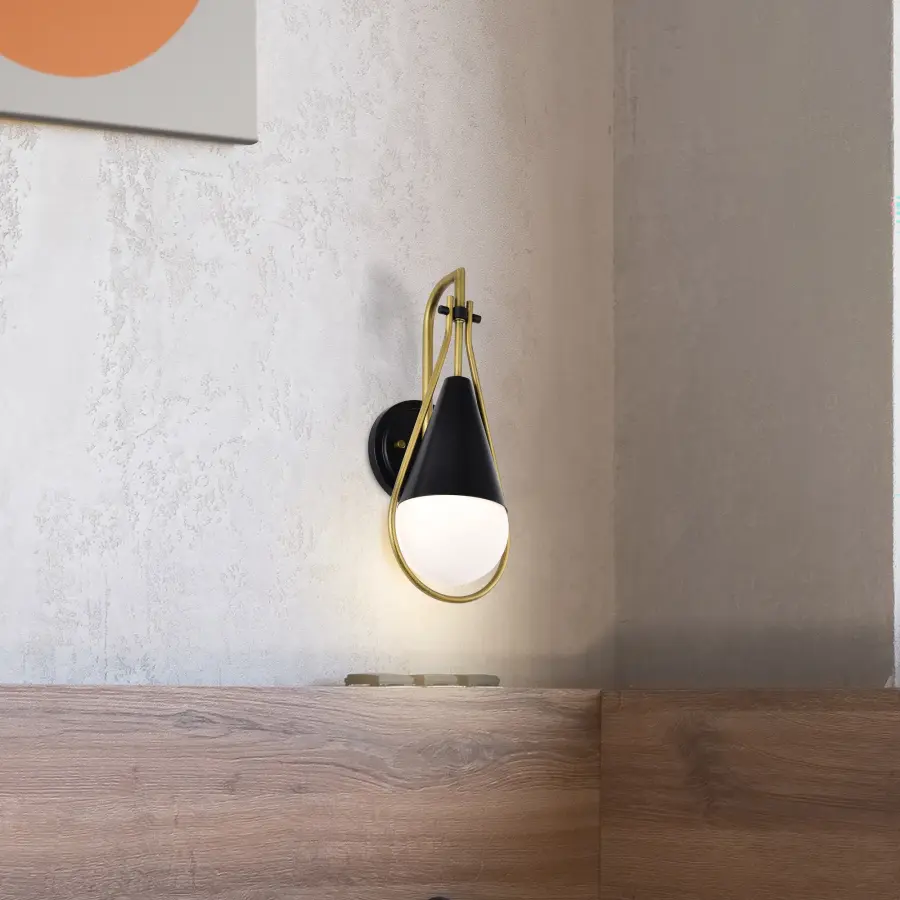 Admiral 1-Light Wall Sconce in Matte Black and Natural Brass - Image 18