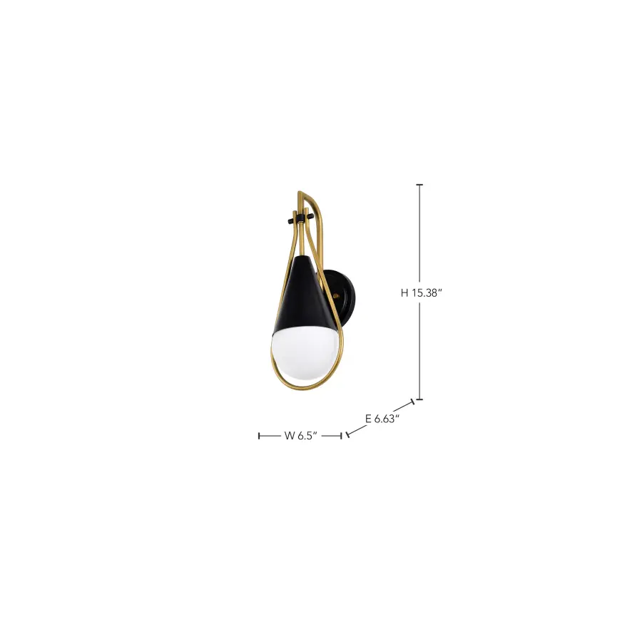 Admiral 1-Light Wall Sconce in Matte Black and Natural Brass - Image 19