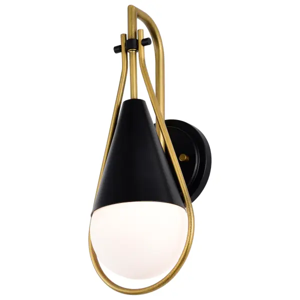 Admiral 1-Light Wall Sconce in Matte Black and Natural Brass - Image 4