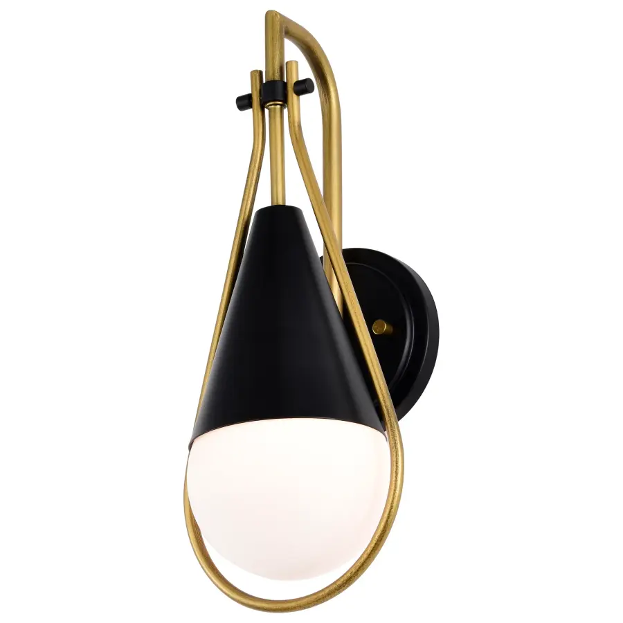 Admiral 1-Light Wall Sconce in Matte Black and Natural Brass - Image 4