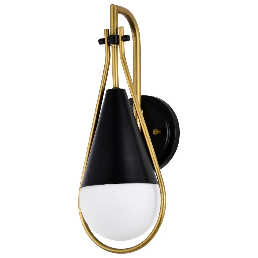 Admiral 1-Light Wall Sconce in Matte Black and Natural Brass - Image 9