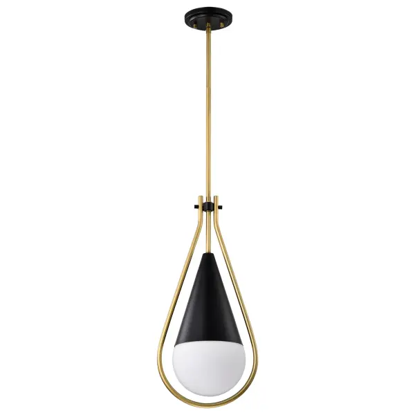 Admiral 1-Light Pendant in Matte Black and Natural Brass - Image 1