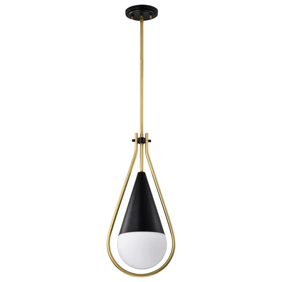 Admiral 1-Light Pendant in Matte Black and Natural Brass - Image 1
