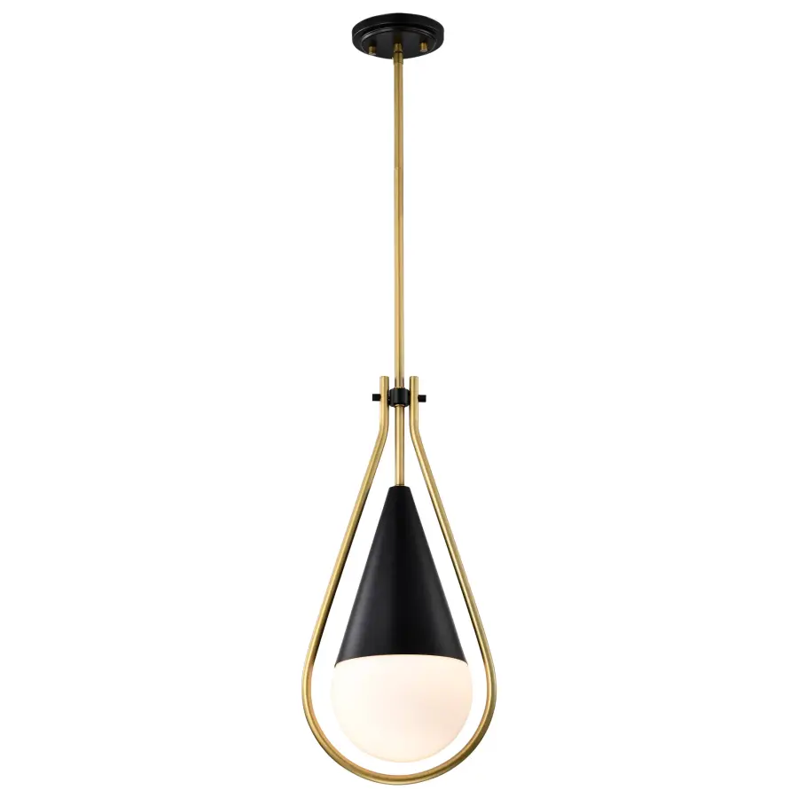 Admiral 1-Light Pendant in Matte Black and Natural Brass - Image 2