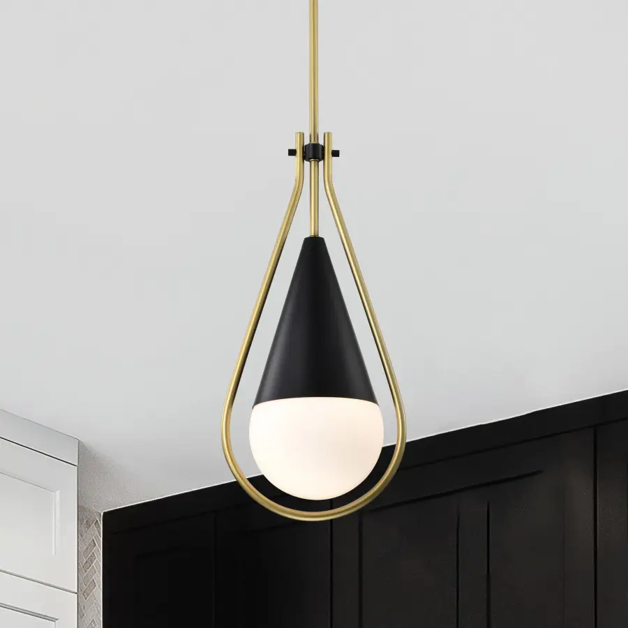 Admiral 1-Light Pendant in Matte Black and Natural Brass - Image 14