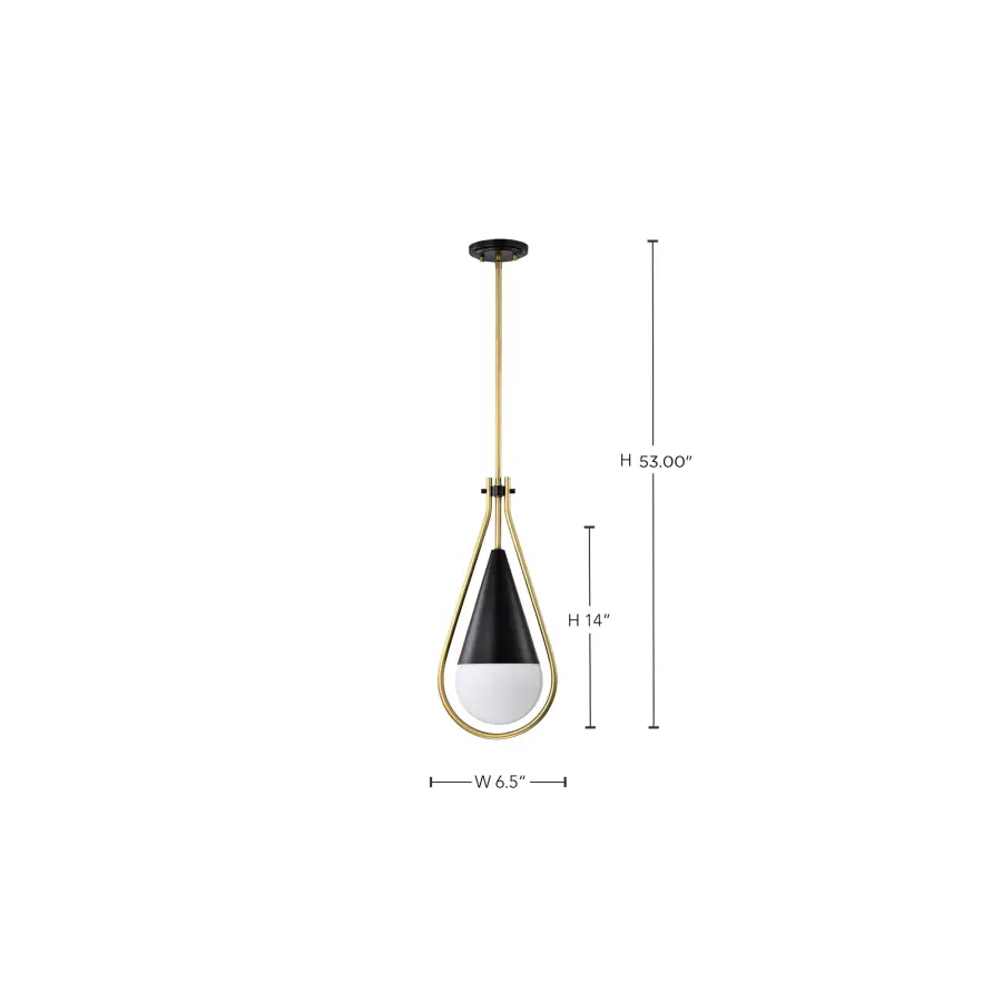 Admiral 1-Light Pendant in Matte Black and Natural Brass - Image 15