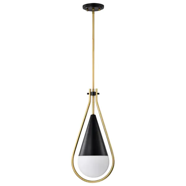 Admiral 1-Light Pendant in Matte Black and Natural Brass - Image 3