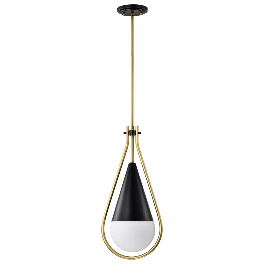 Admiral 1-Light Pendant in Matte Black and Natural Brass - Image 3
