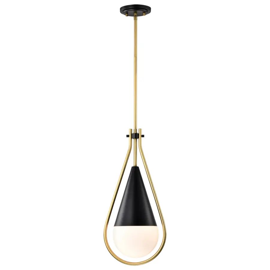 Admiral 1-Light Pendant in Matte Black and Natural Brass - Image 4