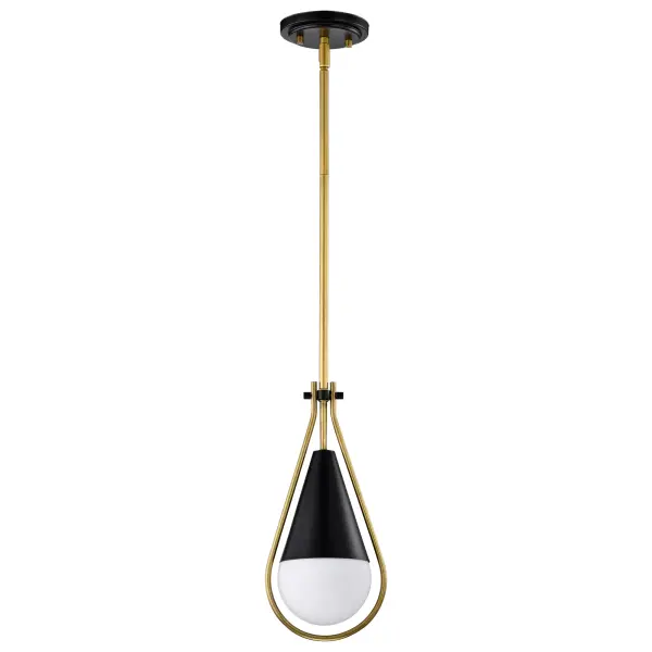 Admiral 1-Light Pendant in Matte Black and Natural Brass - Image 1