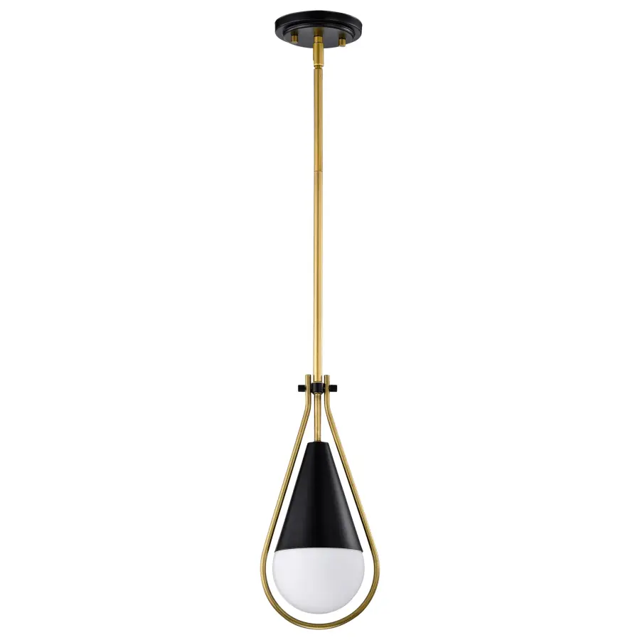 Admiral 1-Light Pendant in Matte Black and Natural Brass - Image 1