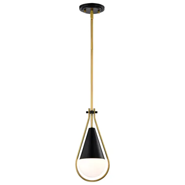 Admiral 1-Light Pendant in Matte Black and Natural Brass - Image 2
