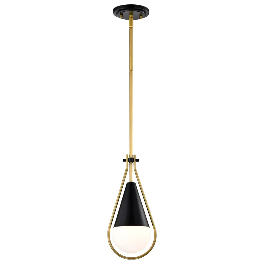 Admiral 1-Light Pendant in Matte Black and Natural Brass - Image 2