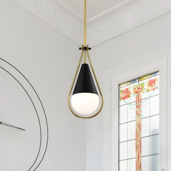 Admiral 1-Light Pendant in Matte Black and Natural Brass - Image 13
