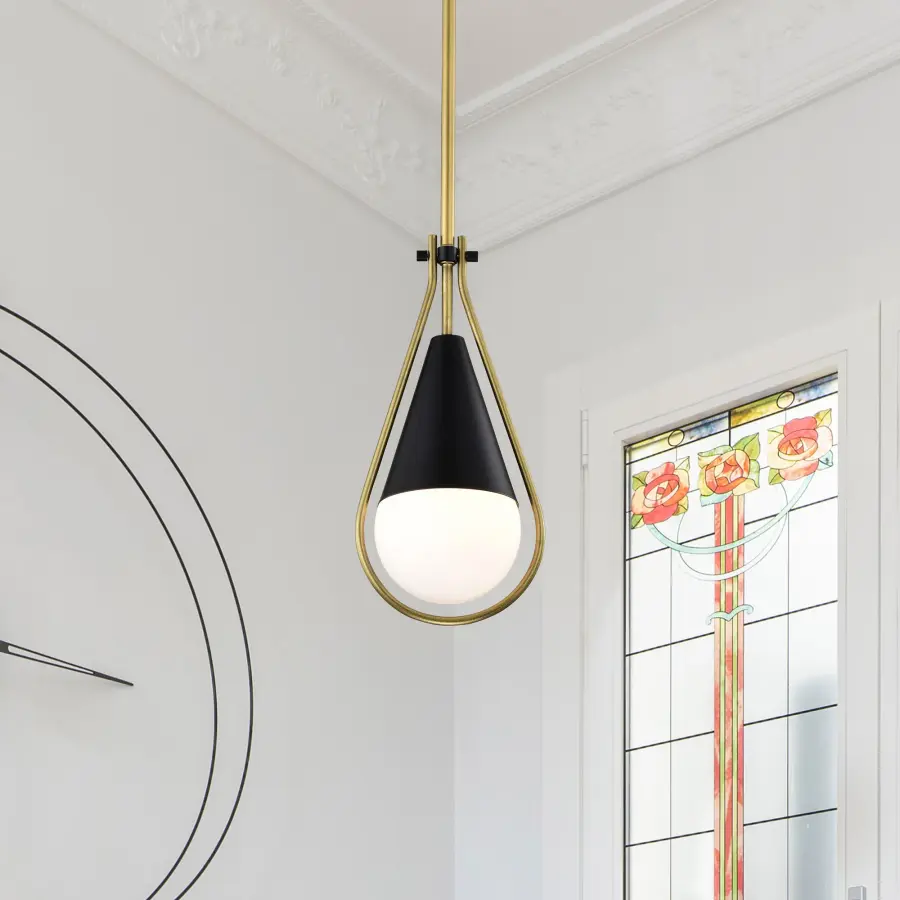 Admiral 1-Light Pendant in Matte Black and Natural Brass - Image 13