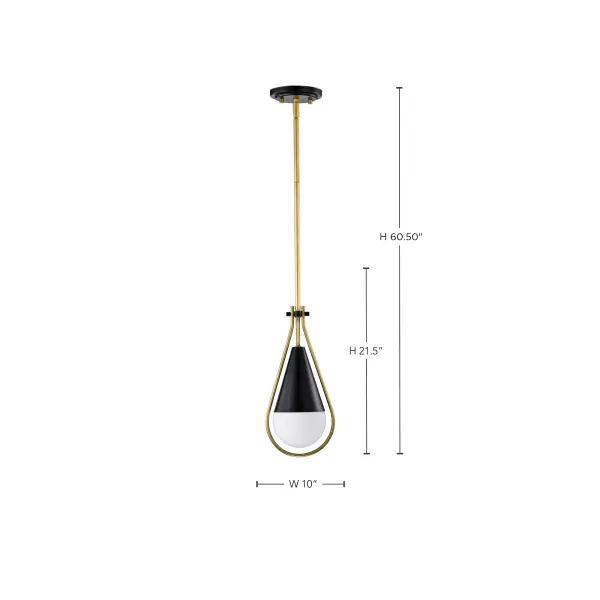Admiral 1-Light Pendant in Matte Black and Natural Brass - Image 14