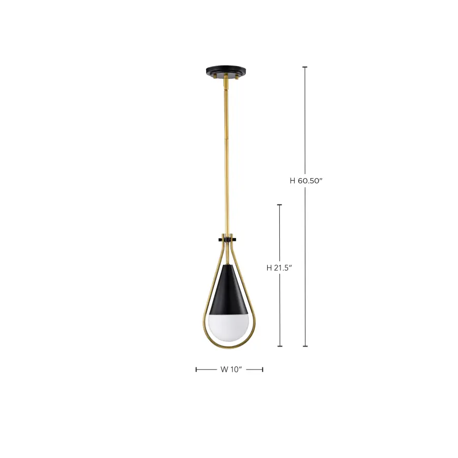 Admiral 1-Light Pendant in Matte Black and Natural Brass - Image 14