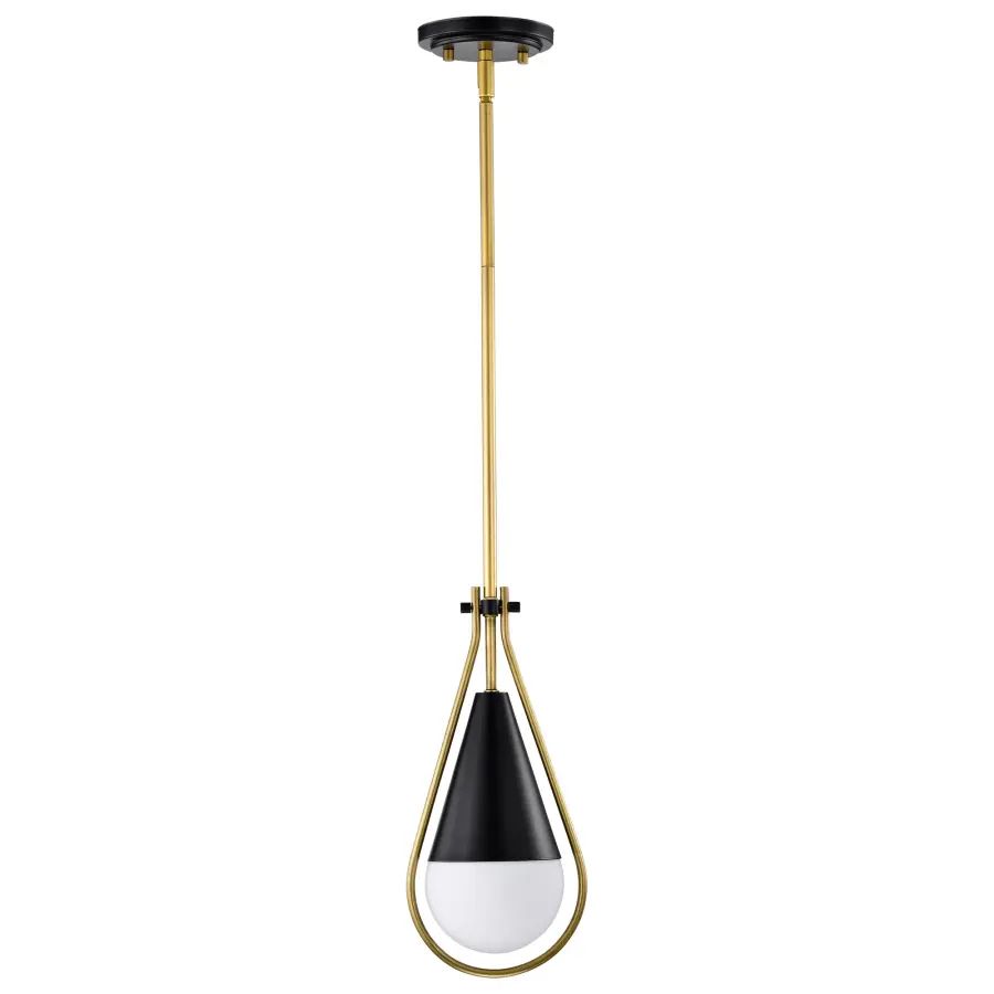 Admiral 1-Light Pendant in Matte Black and Natural Brass - Image 3