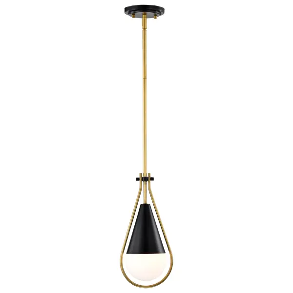 Admiral 1-Light Pendant in Matte Black and Natural Brass - Image 4