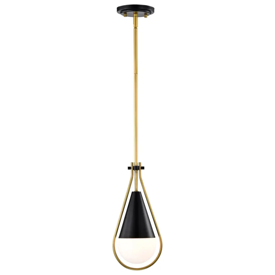 Admiral 1-Light Pendant in Matte Black and Natural Brass - Image 4