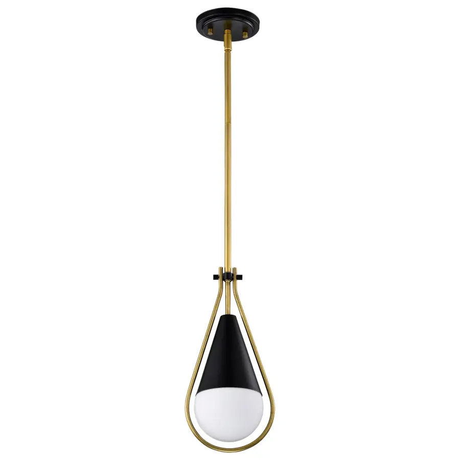 Admiral 1-Light Pendant in Matte Black and Natural Brass - Image 5