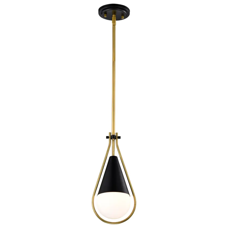 Admiral 1-Light Pendant in Matte Black and Natural Brass - Image 6