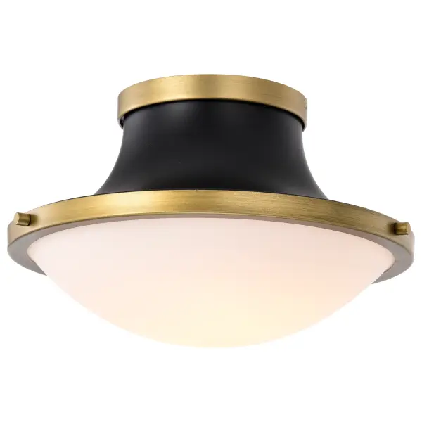 Lafayette 1-Light Flush Mount - Matte Black with Brass Accents - Image 2