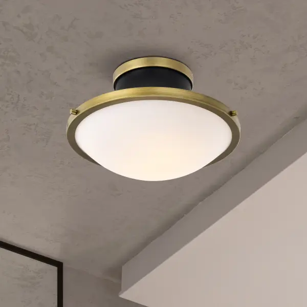 Lafayette 1-Light Flush Mount - Matte Black with Brass Accents - Image 15