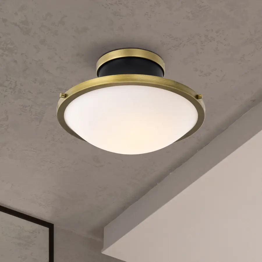 Lafayette 1-Light Flush Mount - Matte Black with Brass Accents - Image 15