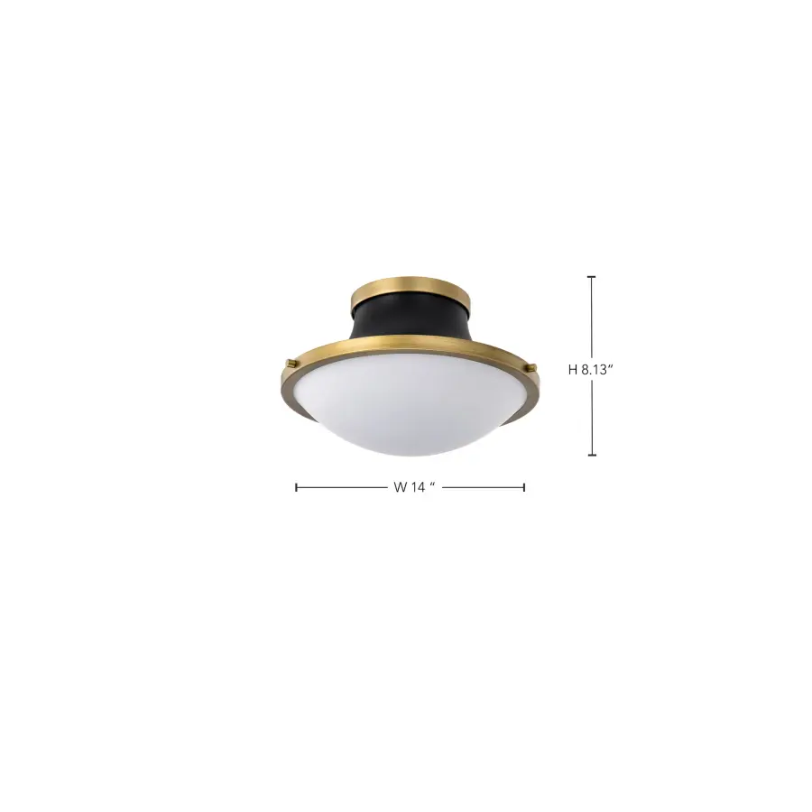 Lafayette 1-Light Flush Mount - Matte Black with Brass Accents - Image 16