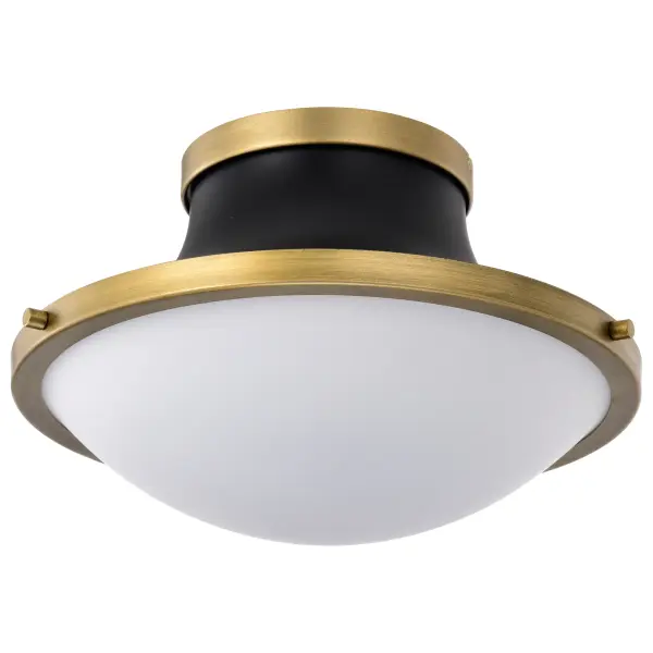 Lafayette 1-Light Flush Mount - Matte Black with Brass Accents - Image 3