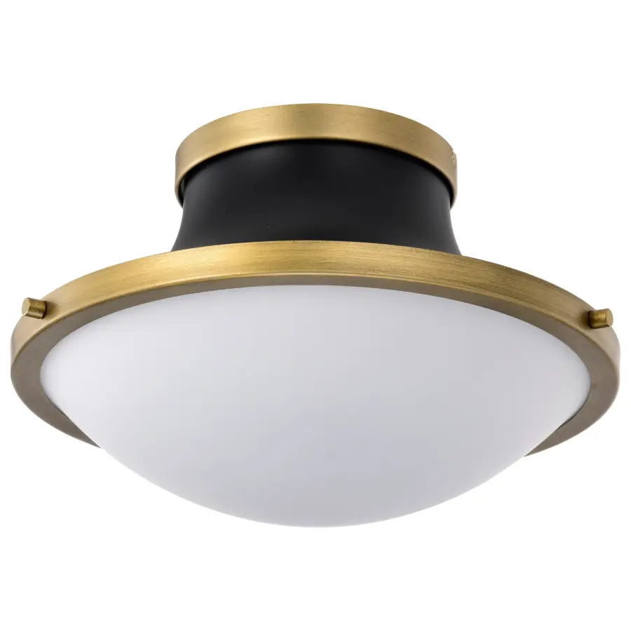 Lafayette 1-Light Flush Mount - Matte Black with Brass Accents - Image 3